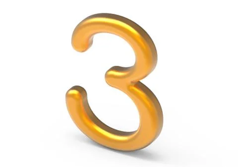 3D render golden number 3 Stock Illustration