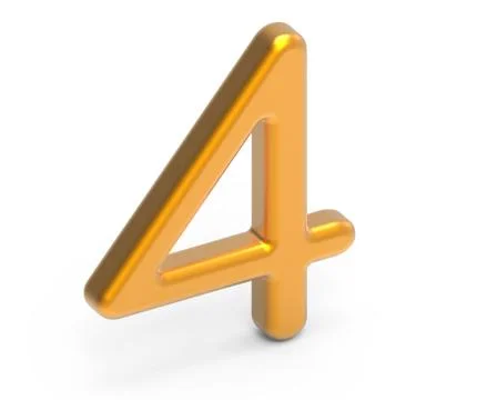 3D render golden number 4 Illustrazione stock