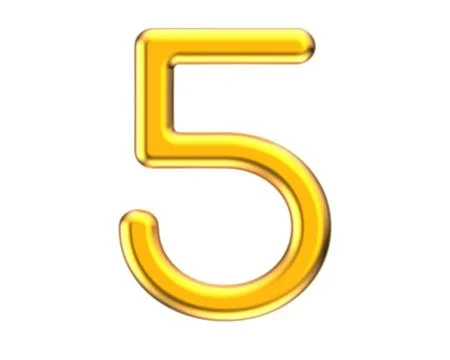 3D render golden number 5 Stock Illustration