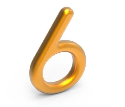 3D render golden number 6 Illustrazione stock