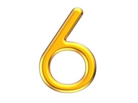 3D render golden number 6 Illustrazione stock