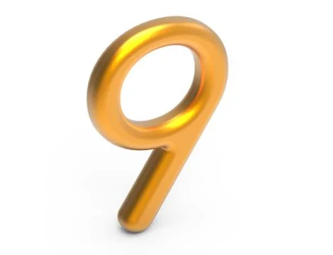 3D render golden number 9 Stock Illustration