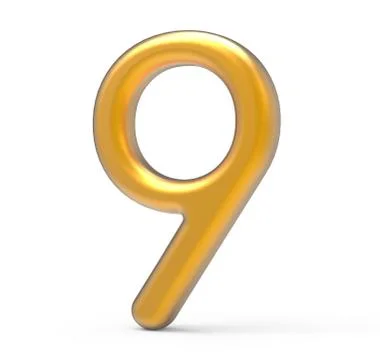 3D render golden number 9 Stock Illustration