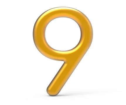 3D render golden number 9 Illustrazione stock