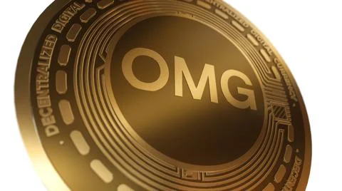 3D Render Golden OMG Cryptocurrency Coin Symbol Close up View イラスト素材