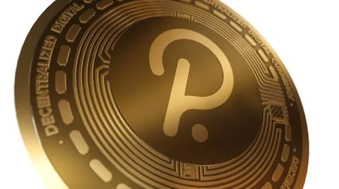 3D Render Golden Polkadot DOT Cryptocurrency Close up View Stock Illustration