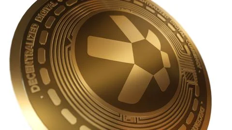 3D Render Golden Quant QNT Cryptocurrency Coin Symbol Close up View Illustrazione stock