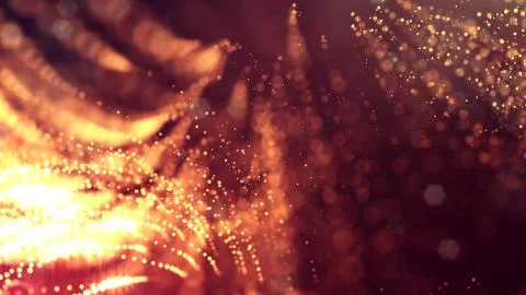 3d render of golden red glow particles in air as science fiction of microcosm or Stockillustratie