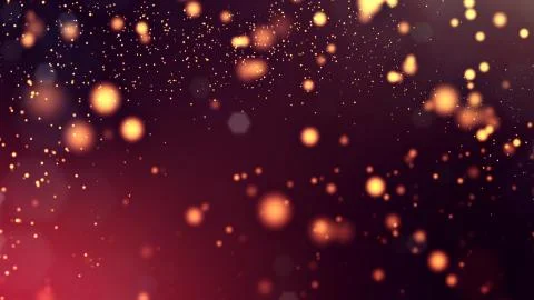 3d render of golden red glow particles in air as science fiction of microcosm or Illustrazione stock