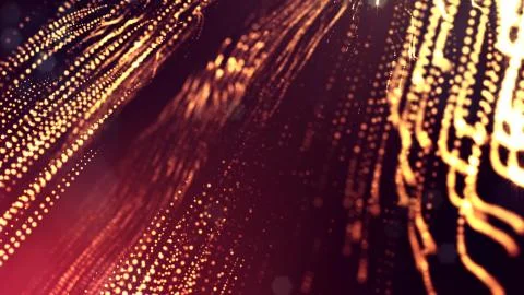 3d render of golden red glow particles in air as science fiction of microcosm or Stock Illustration