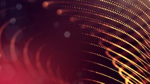 3d render of golden red glow particles in air as science fiction of microcosm or Stock Illustration