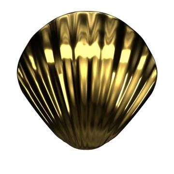 3d render Golden Sea Shell isolated white background Stock Illustration