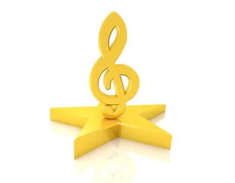 3d render of a golden Sol Key symbol on a golden star on a white background Ilustração Stock