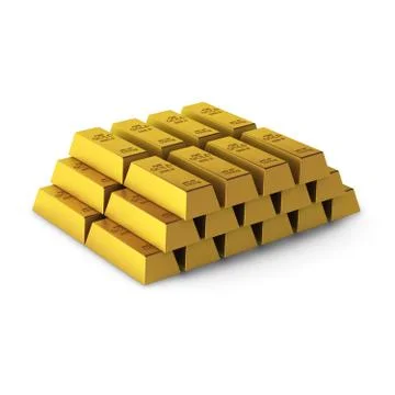 3d render of golden stack Stock Illustration