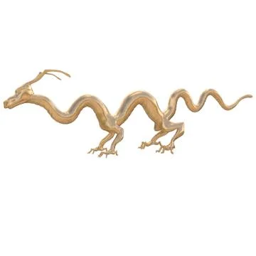 3d render. Golden statue of a very long Chinese dragon Stock Illustration