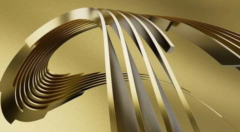 3D render of a golden stripe wavy lines for background or wallpaper Stock Illustration