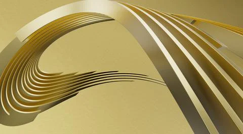 3D render of a golden stripe wavy lines for background or wallpaper Stock Illustration