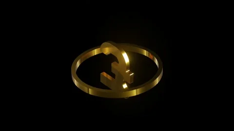 3d render golden symbol of British currency Pound on a dark background Stock Footage 221775405
