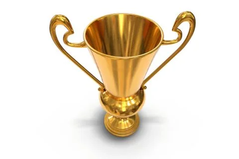 3D render of golden trophy cup isolated on white Stock Illustration