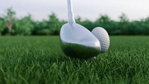 3d render Golf club hits a golf ball Stockillustratie