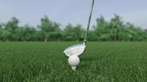 3d render Golf club hits a golf ball Stockillustratie