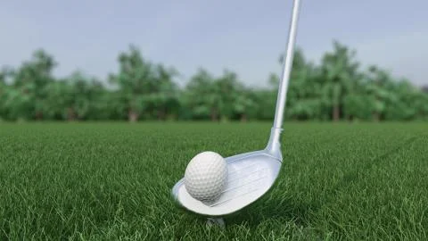 3d render Golf club hits a golf ball Stockillustratie