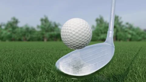 3d render Golf club hits a golf ball Stockillustratie