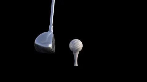 3d render Golf putter and golf ball on a rack on a black background Stock Illustration