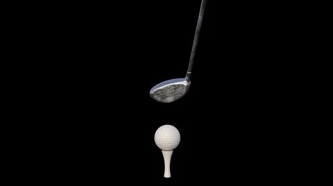 3d render Golf putter and golf ball on a rack on a black background Stock Illustration