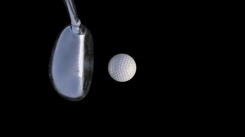 3d render Golf putter and golf ball on a rack on a black background Stock Illustration