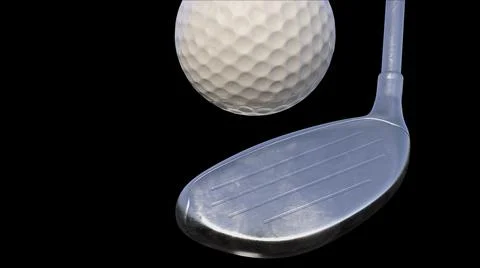 3d render Golf putter and golf ball on a rack on a black background Stock Illustration