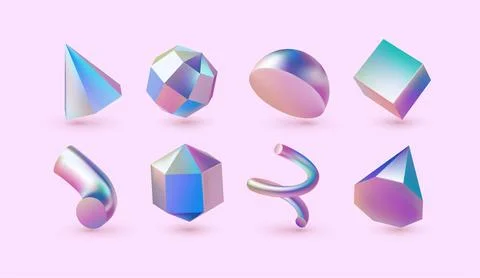 3d render gradient shape objects. Abstract sphere, circle ball, futuristic .. Stock Illustration