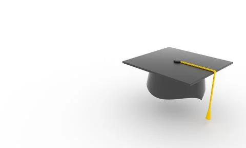 3D render of a graduation cap isolated on a white background with a copy spac Stock Illustration
