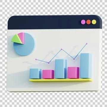 3d render graph icon, Infographic graph and piechart business concept Stock Illustration