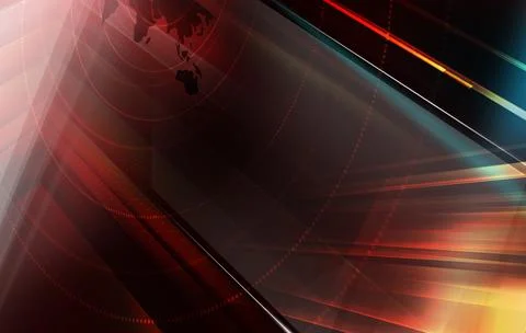 3D render of a graphical world news background with map and directional line to Illustrazione stock