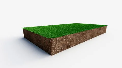 3d render of grass field with healthy soil in rectangular shape on isolated 스톡 일러스트