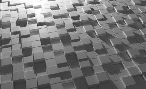 3D render gray background and floor with volumetric cubes at different levels Stock Illustration