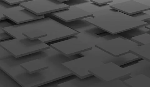 3d render gray background with flat squares at different levels Stock Illustration