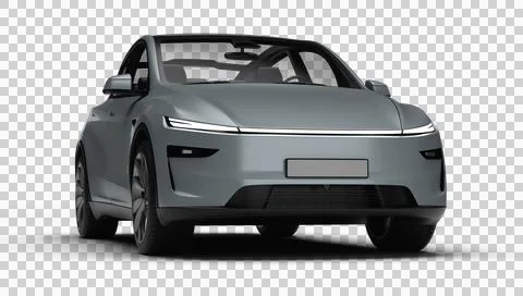 3D Render of a gray colored modern electric car, slight right front view, t.. Stock Illustration