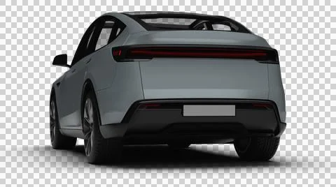 3D Render of a gray colored modern electric car, slight left rear view, tra.. Stock Illustration