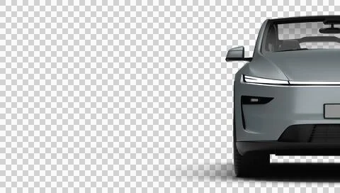 3D Render  of a gray colored modern electric car, right full front half vie.. Stock Illustration