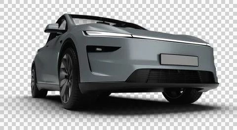 3D Render of a gray colored modern electric car, slight right front view, t.. Stock Illustration