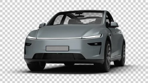 3D Render of a gray colored modern electric car, slight left front view, tr.. Stock Illustration