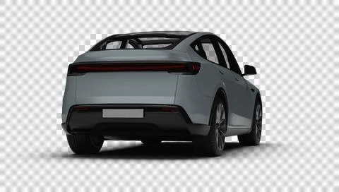 3D Render of a gray colored modern electric car slight right rear view, tra.. Stock Illustration