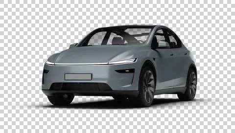 3D Render of a gray colored modern electric car, slight left front view, tr.. Stock Illustration