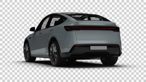 3D Render of a gray colored modern electric car, slight left rear view, tra.. Stock Illustration