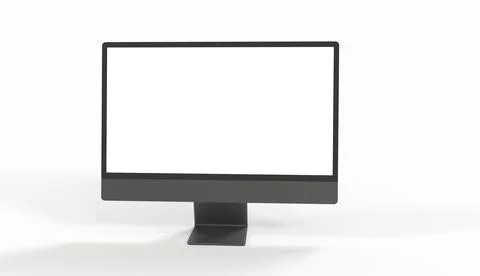 3D render of a gray flat-screen computer monitor on a white background with copy Stock Illustration