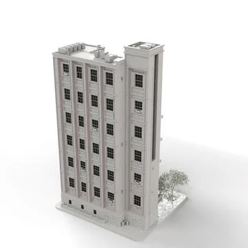 3D render of a gray modern building isolated on the white background Stock Illustration