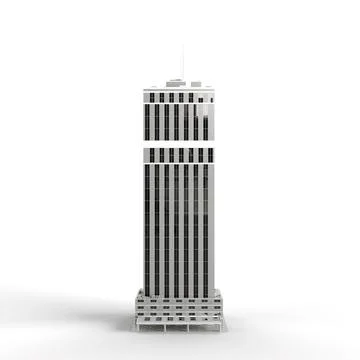 3D render of a gray modern building isolated on the white background Ilustración de archivo