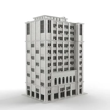 3D render of a gray modern building isolated on the white background Ilustración de archivo